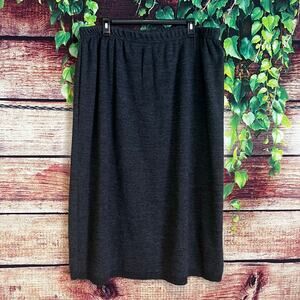 Vintage Karen Lessly Midi Skirt Size 3X Plus Gray Knit Business Casual Stretch